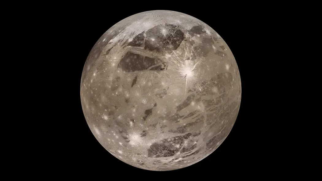 Image of Ganymede, the largest satellite of the solar system that orbits Jupiter.