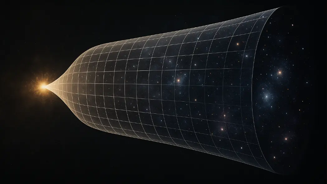Illustration of the cosmic inflation theory showing the universe’s rapid early expansion.