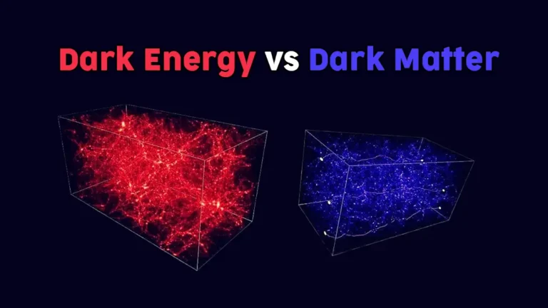Illustration showing the difference between dark energy vs dark matter.