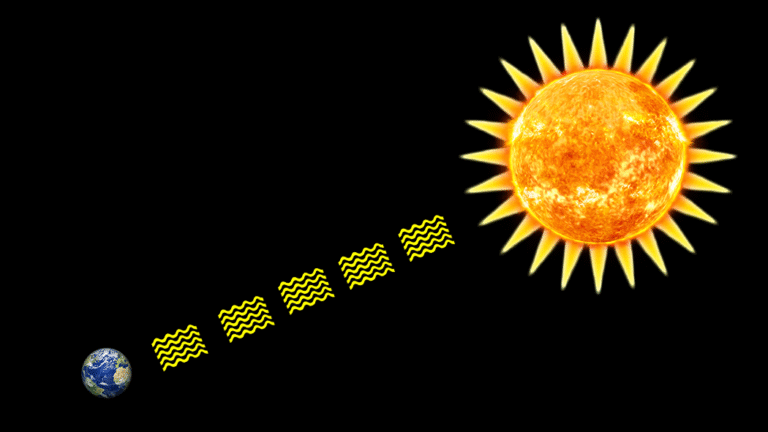 How long does it take for sunlight to reach Earth — about 8 minutes and 20 seconds.