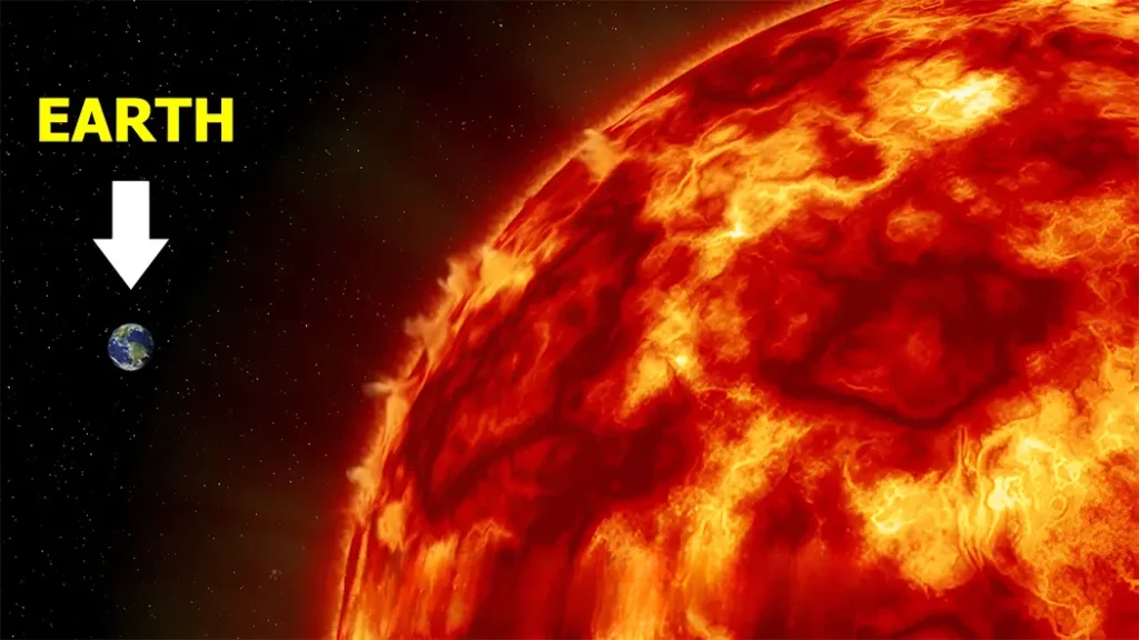 A visual comparison of how many Earths can fit in the Sun, , showing the size difference between Earth and the Sun.