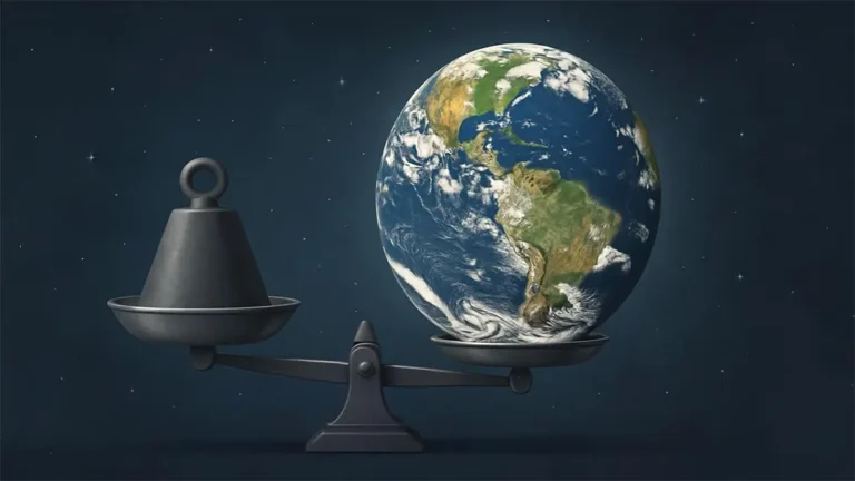 Illustration showing the concept of how much does the Earth weigh.