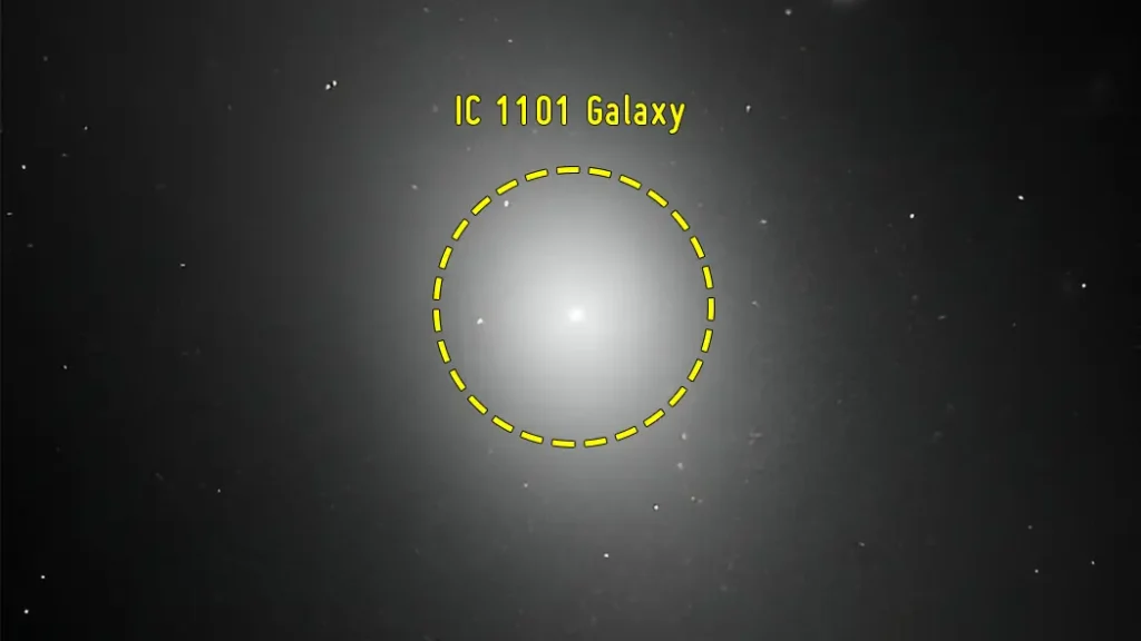 IC 1101 — A Giant Galaxy with Trillions of Stars IC 1101 galaxy is one of the biggest known. It may have over 100 trillion stars.