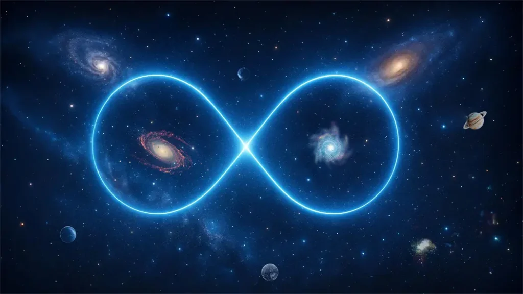 Illustration showing the concept behind the question: is the universe infinite?