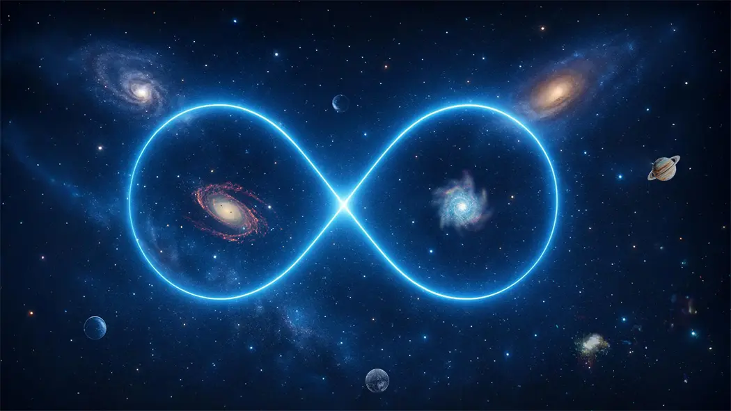 Illustration showing the concept behind the question: is the universe infinite?