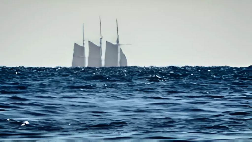 Ships disappear bottom first, showing Earth’s curvature. Ship disappearing bottom first on the horizon, showing the curvature of Earth.