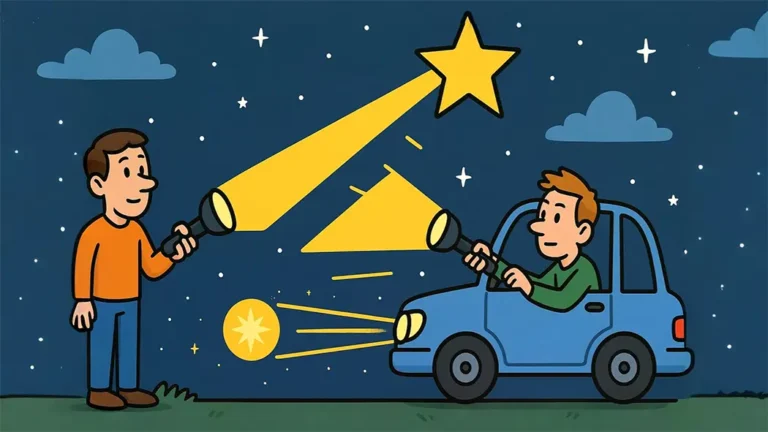 Illustration explaining why is the speed of light constant.