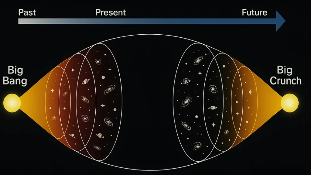Big Crunch: Opposite of the Big Bang | How the Universe Might End Big Crunch – the opposite of the Big Bang, showing the universe collapsing inward