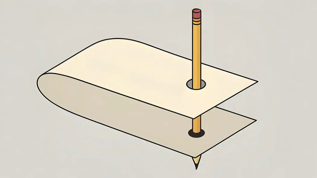 Paper analogy showing how an Einstein-Rosen Bridge folds space-time to connect two distant points